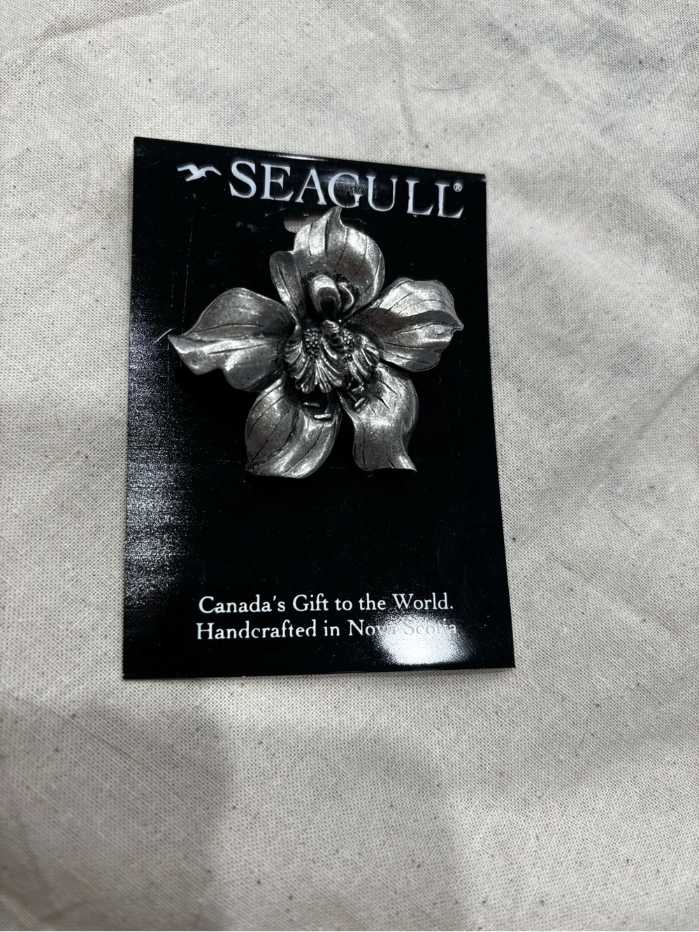 Seagull Pewter Orchid Brooch Pin Handcrafted in Nova Scotia Canada Floral